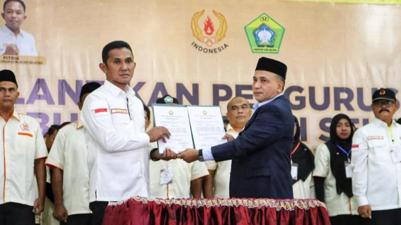 Pengurus KONI Aceh Selatan masa bakti 2023-2027 resmi dilantik. Foto. Zulfan